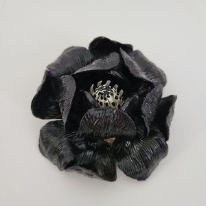 Vintage Black Flower Brooch